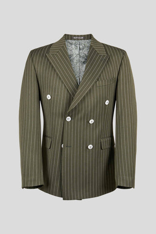 PRESTIGE grønt dobbeltradet blazer med nålestriber - SUIT CLUB