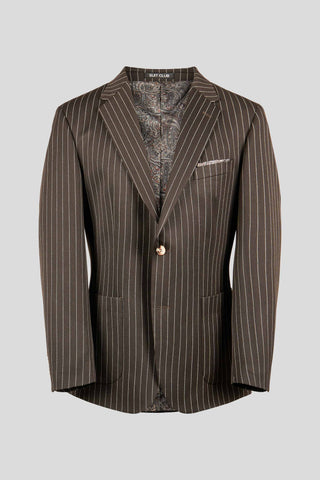 PRESTIGE brun blazer med nålestriber - SUIT CLUB