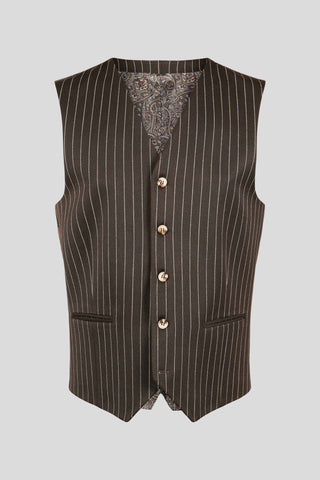 PRESTIGE brun vest med nålestriber - SUIT CLUB