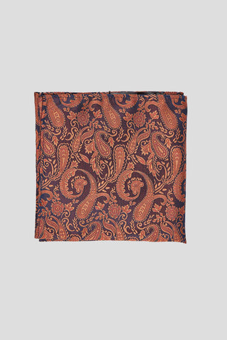 Orange & blå lommeklud med paisley - SUIT CLUB