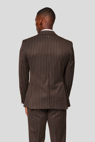 PRESTIGE brun blazer med nålestriber - SUIT CLUB