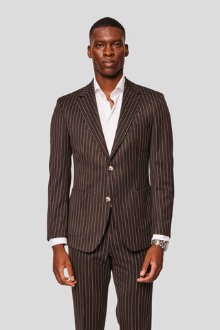 PRESTIGE brun blazer med nålestriber - SUIT CLUB