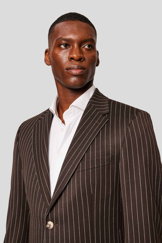 PRESTIGE brun blazer med nålestriber - SUIT CLUB