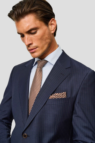 PREMIUM navy blazer med nålestriber