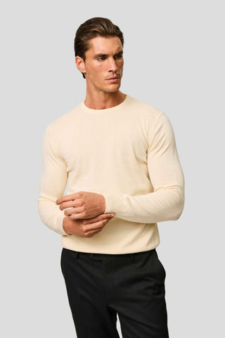 Off-white o-neck striktrøje SUIT CLUB