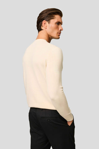Off-white o-neck striktrøje SUIT CLUB