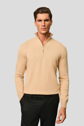 Beige half-zip striktrøje SUIT CLUB