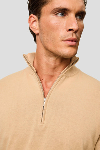 Beige half-zip striktrøje SUIT CLUB