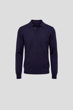 Navy langærmet polo