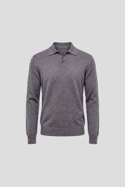 Graues langärmliges Poloshirt