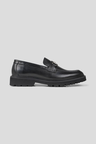Sort chunky loafer med buckle