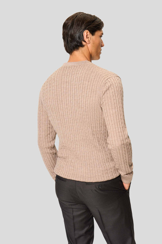Sand merino crew neck kabel