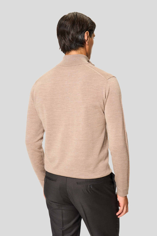 Sand merino quarter-zip striktrøje