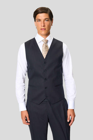PREMIUM navy vest med nålestriber
