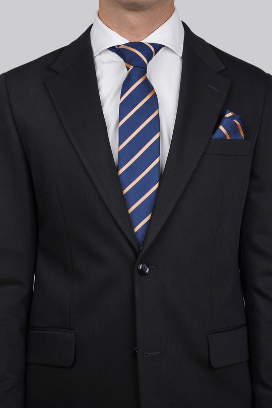 Slips & lommekluds pakke (Navy & guld stribet) suitclub.dk