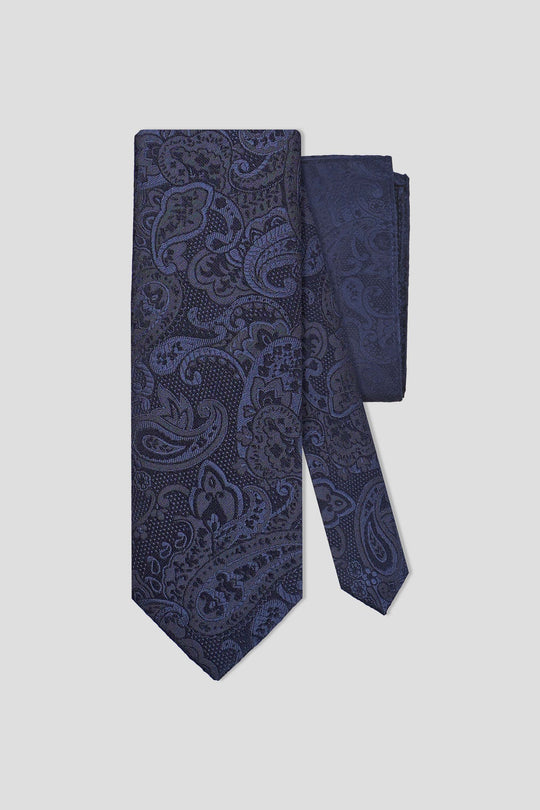 Slips & lommekluds pakke (Navy paisley) suitclub.dk