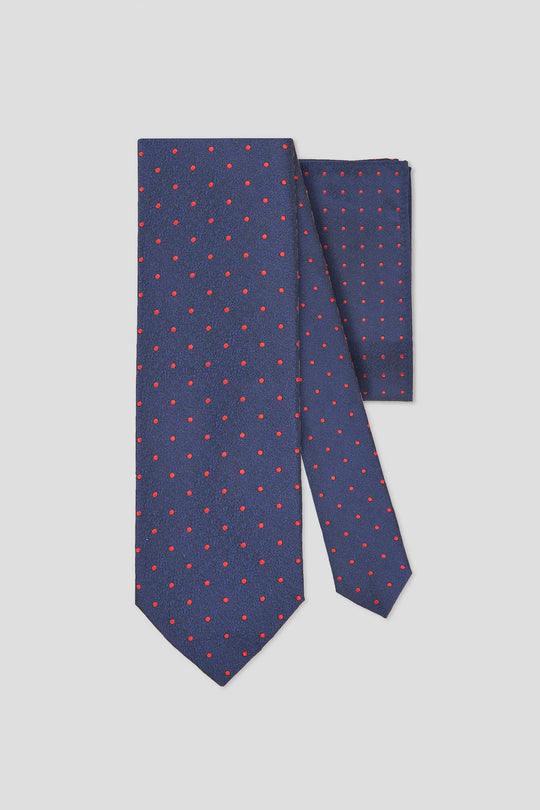 Slips & lommekluds pakke (Navy & rød prikket) suitclub.dk