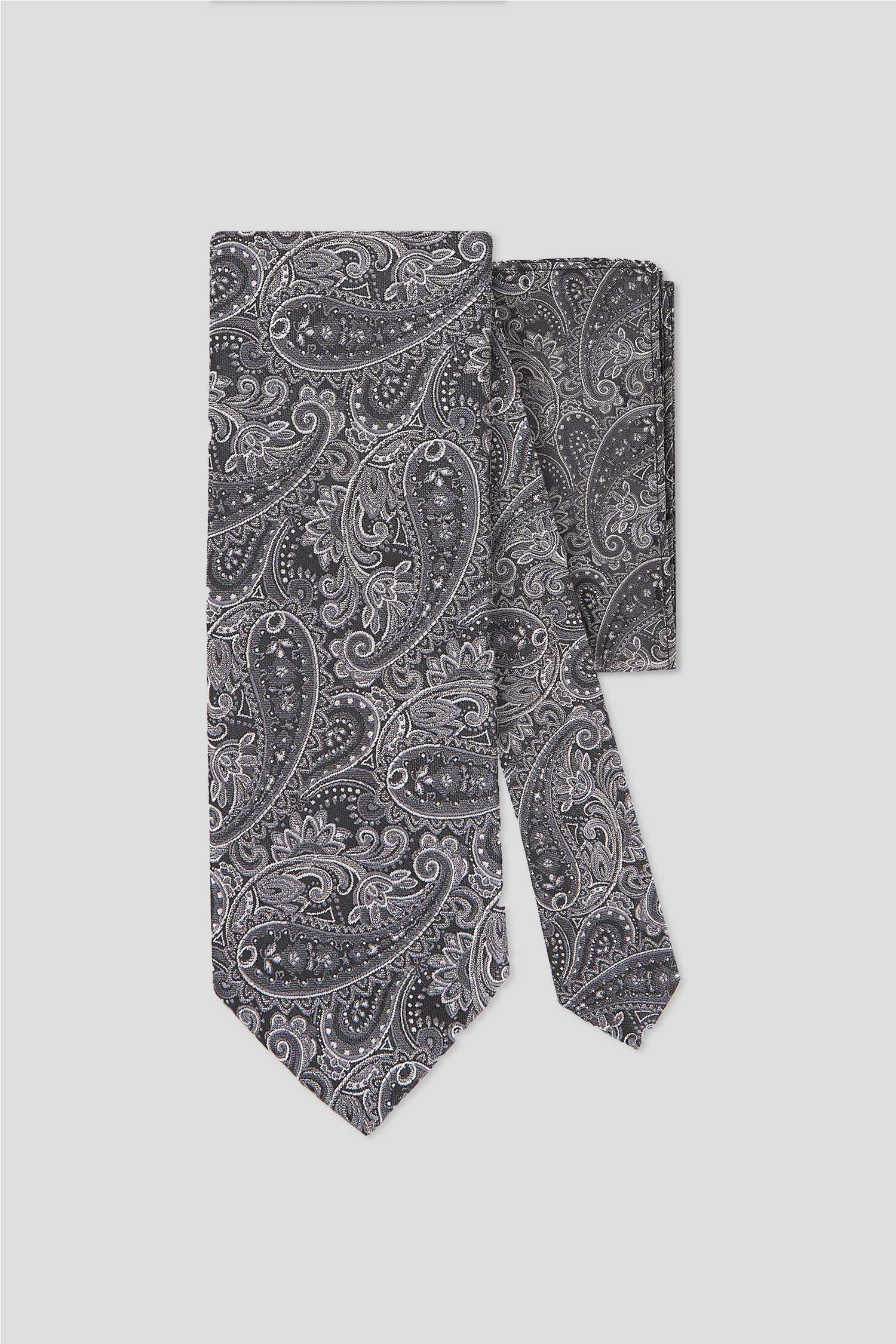 Slips & lommekluds pakke (Sort & hvid paisley) suitclub.dk