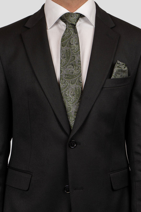 Slips & lommekluds pakke (grøn & hvid paisley) suitclub.dk