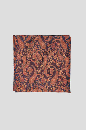 Einstecktuch in orange & blau mit Paisley