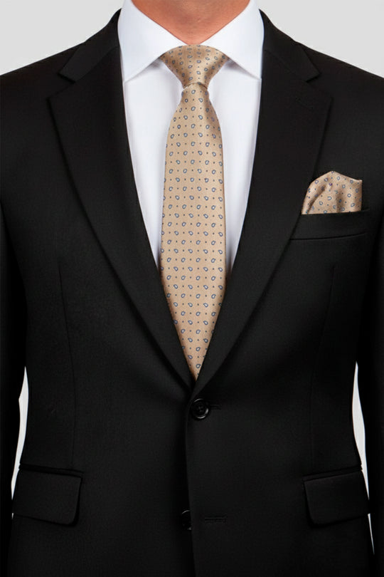 Slips & lommekluds pakke (Beige dråbemønster) suitclub.dk