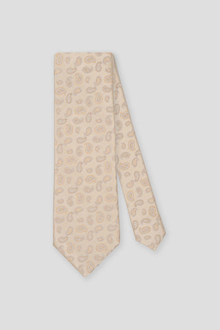Beige dråbemønstret silkeslips