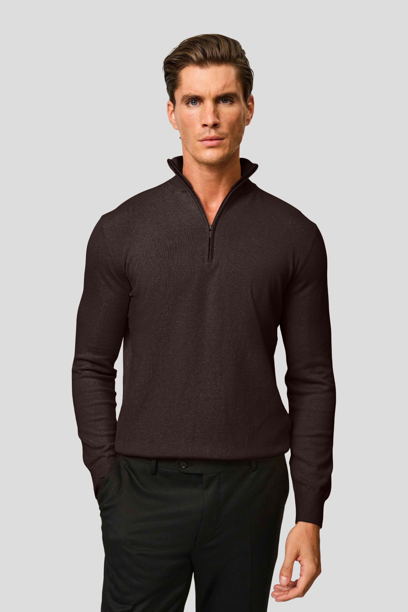 Brun half-zip striktrøje HVIID