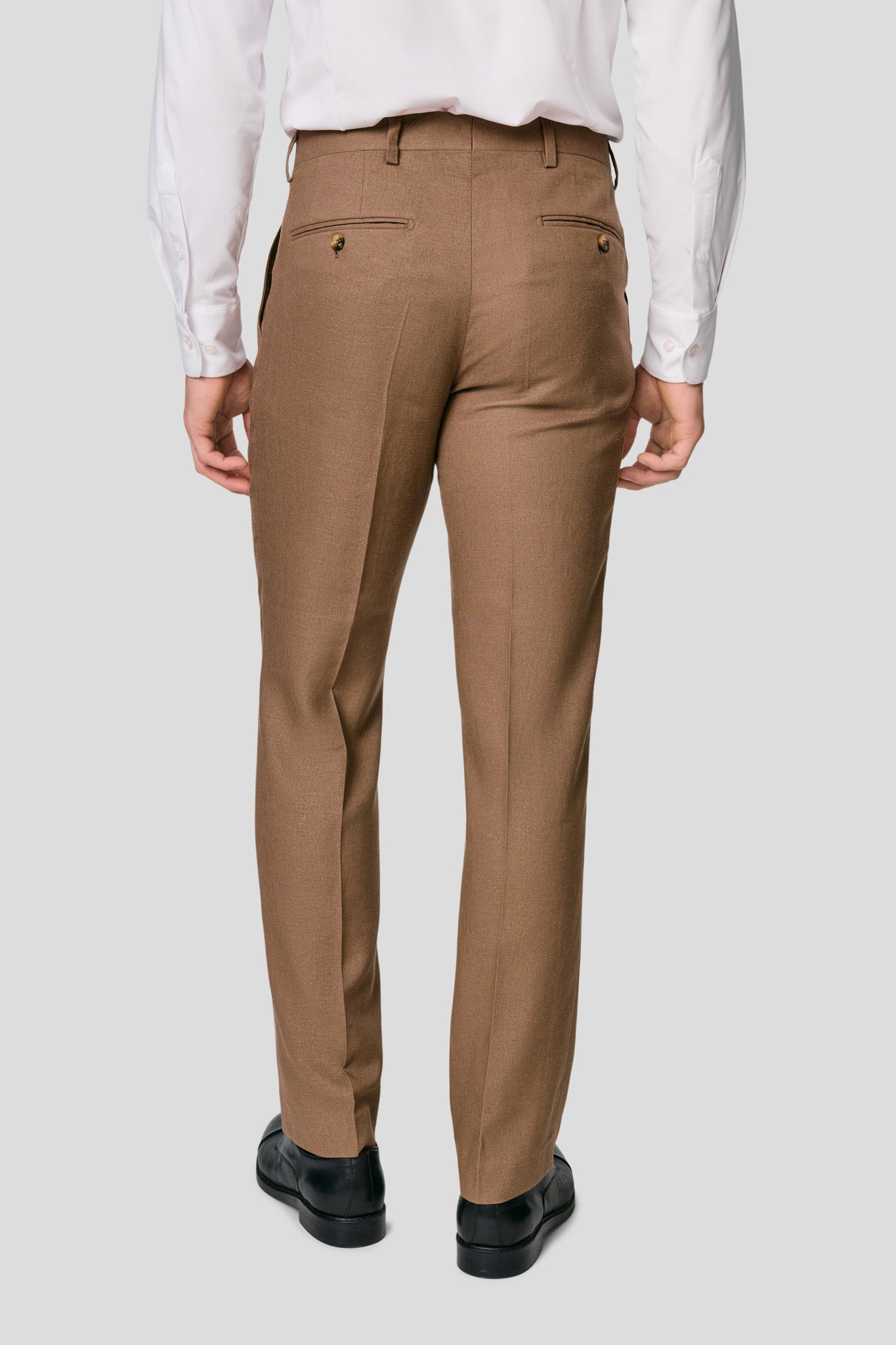 PRESTIGE Brunt dobbeltradet hørjakkesæt PRESTIGE