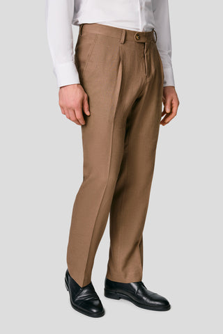 PRESTIGE brune straight fit hørbukser