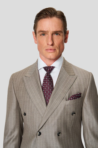 HERITAGE lysegråt dobbeltradet jakkesæt med nålestriber MBO