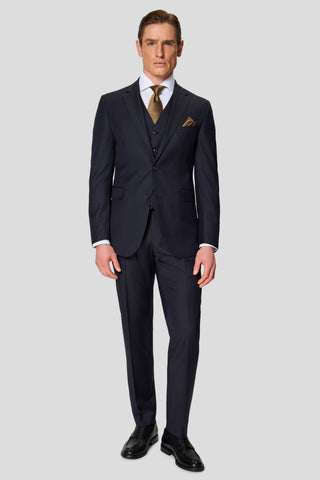 HERITAGE navy three-piece jakkesæt med nålestriber MBO