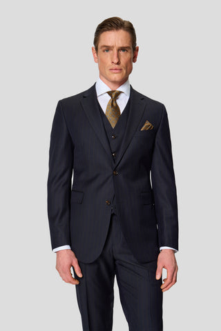 HERITAGE navy three-piece jakkesæt med nålestriber MBO