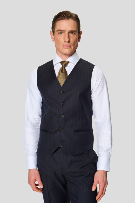 HERITAGE navy vest med nålestriber