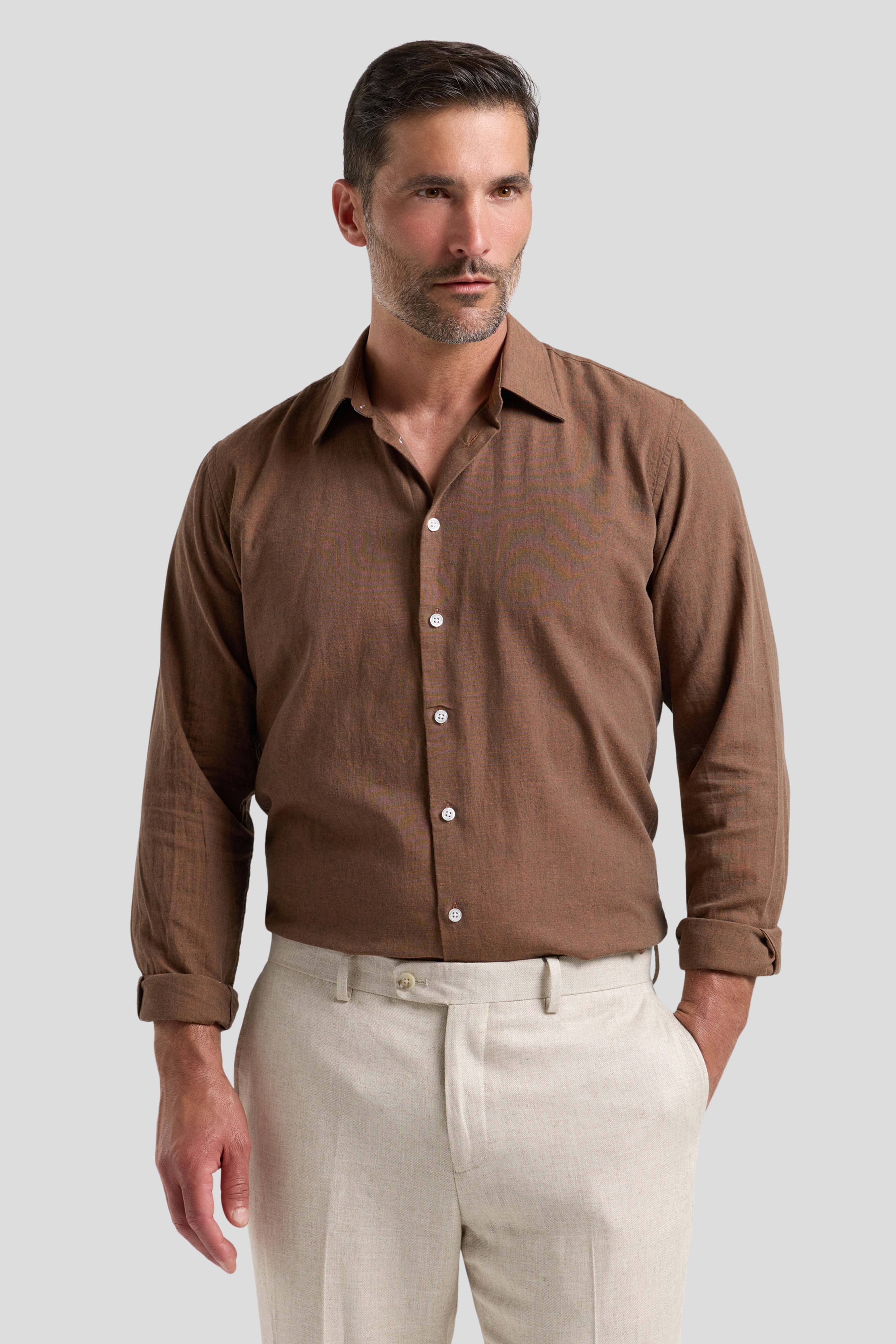 Brun hørskjorte Shirtmakers