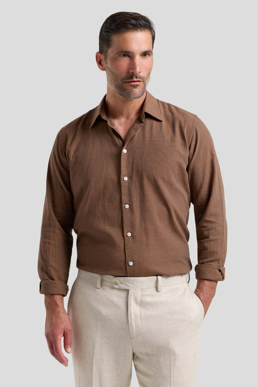 Brun hørskjorte Shirtmakers
