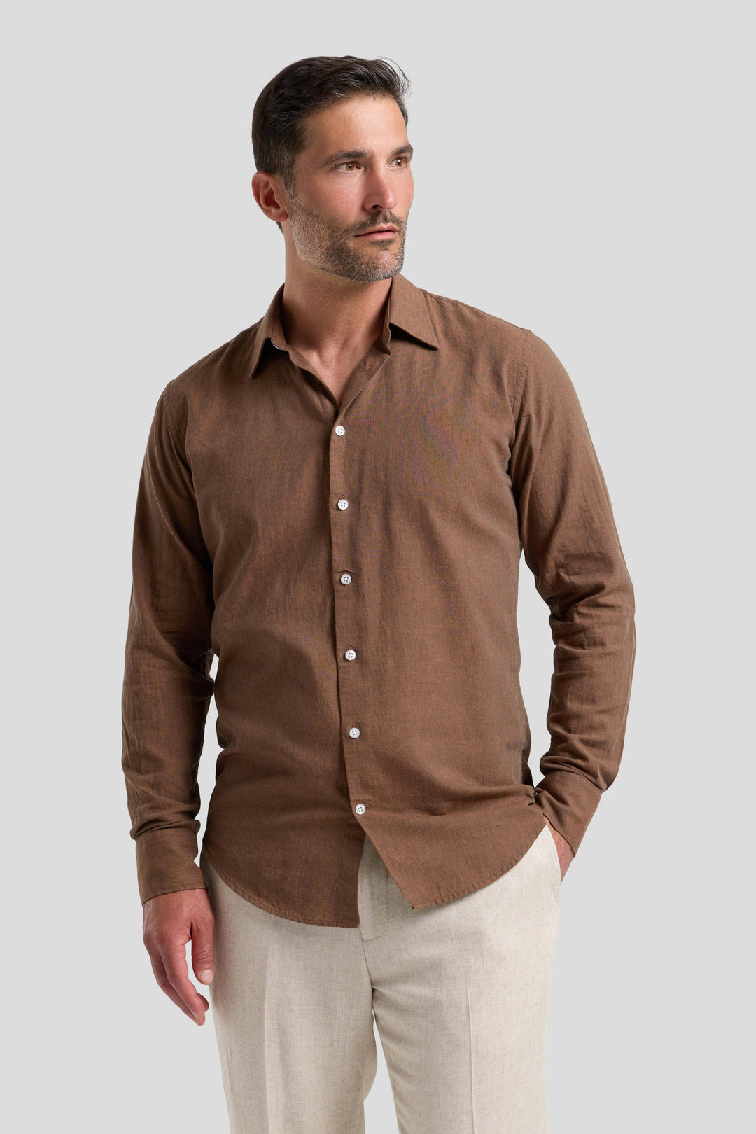 Brun hørskjorte Shirtmakers