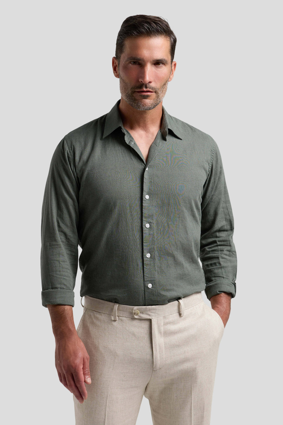 Grøn hørskjorte Shirtmakers