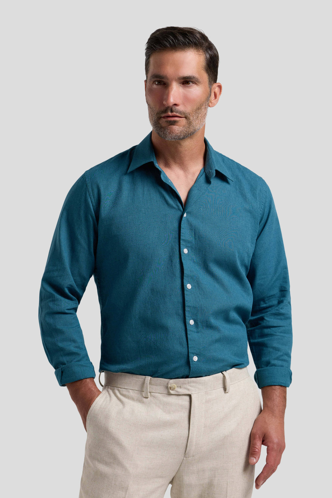 Petrol hørskjorte Shirtmakers