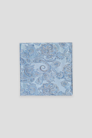 Hellblaues Paisley-Einstecktuch aus Seide