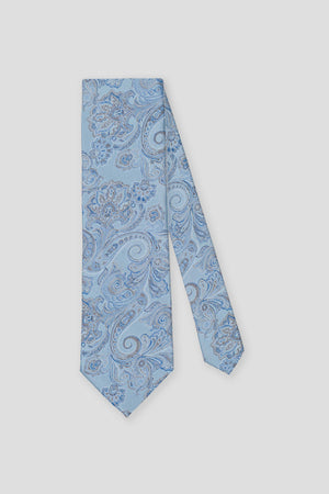 Hellblaue Paisley-Seidenkrawatte