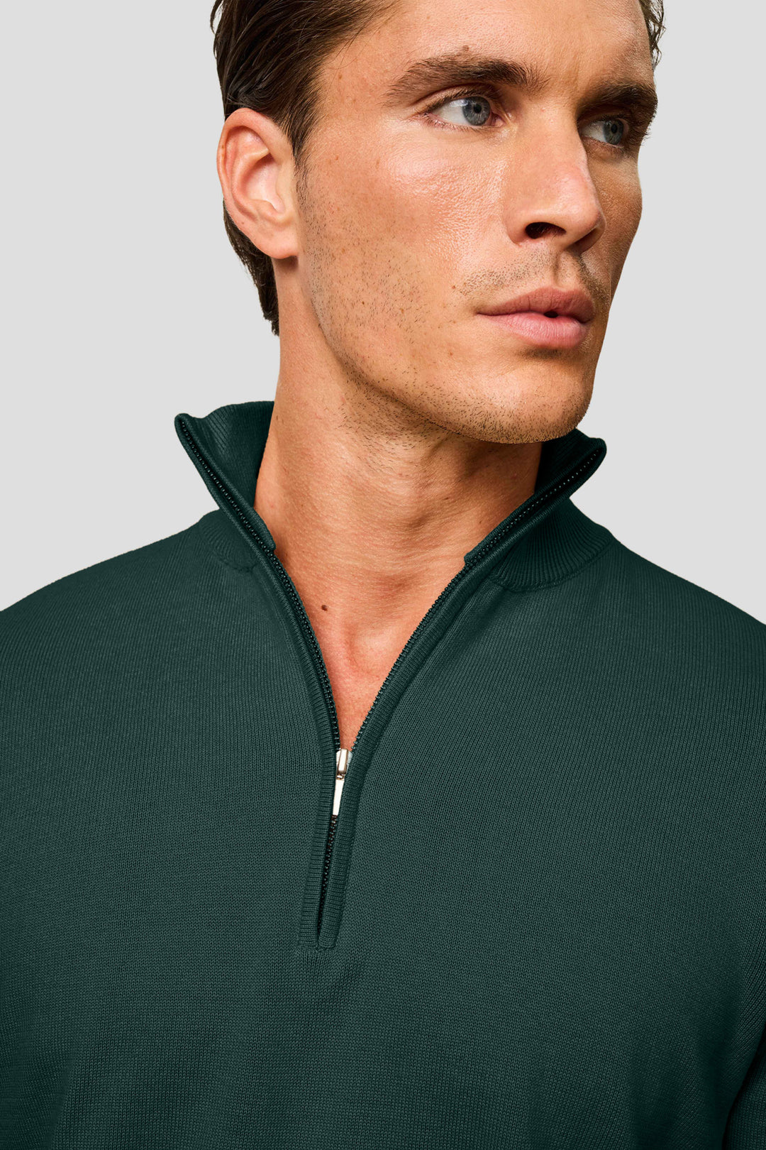 Mørkegrøn half-zip striktrøje HVIID