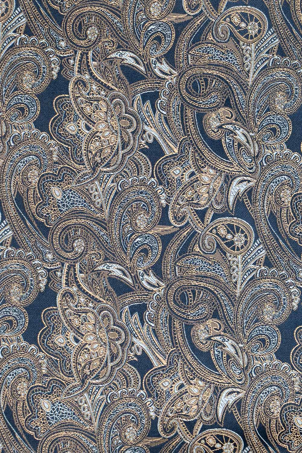 Marineblaues Paisley-Seideneinstecktuch
