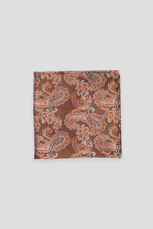 Oranges gepunktetes Paisley-Seideneinstecktuch