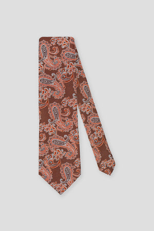 Orange gepunktete Paisley-Seidenkrawatte