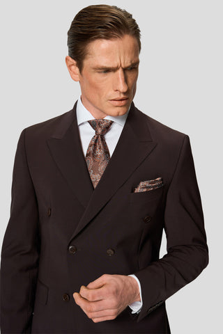 PREMIUM brunt dobbeltradet jakkesæt PREMIUM