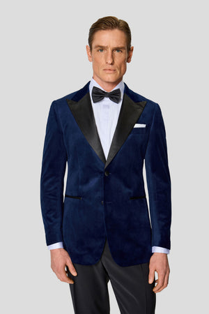PREMIUM marineblauer Velours-Smokingblazer