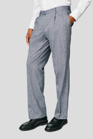 PRESTIGE blaue Leinenhosen mit geradem Schnitt