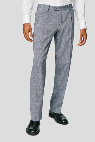 PRESTIGE blåt dobbeltradet hørjakkesæt PRESTIGE