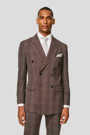 PRESTIGE brauner doppelreihiger karierter Blazer