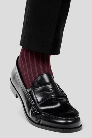 Bordeaux ribbed strømper